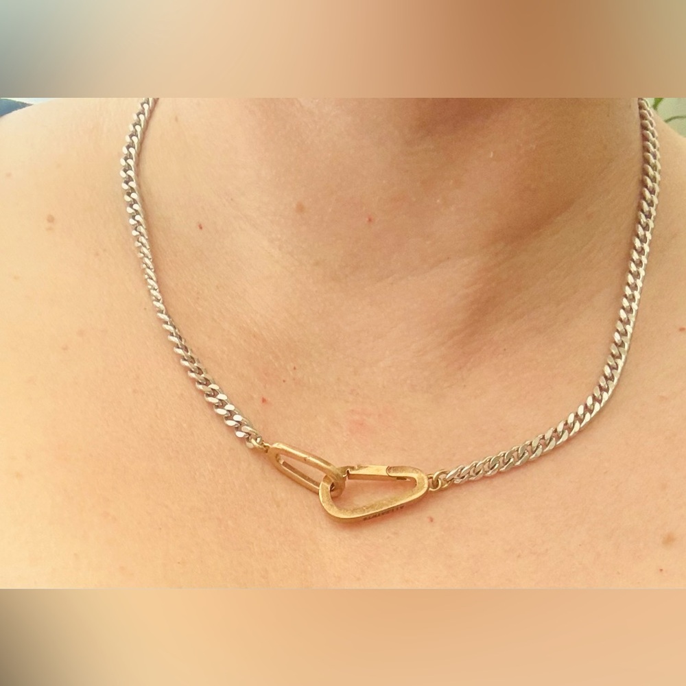 AllSaints Carabiner Necklace- two tone.